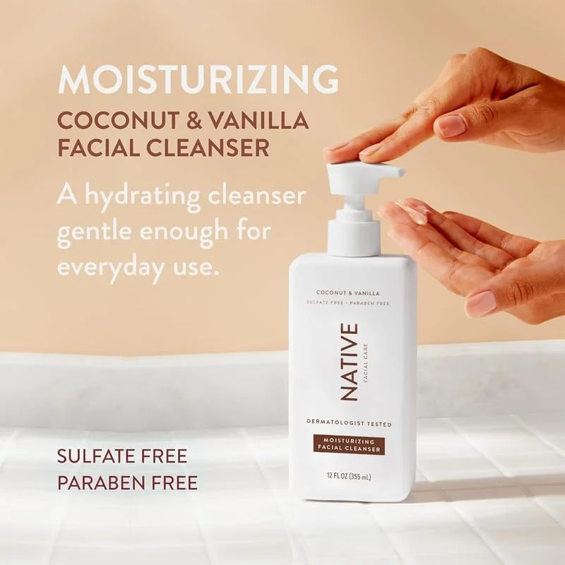 شوینده صورت نارگیل و وانیل مرطوب کننده - 355 میلی لیتر (2 عددی)، پاک کننده روزانه صورت برای پوست خشک