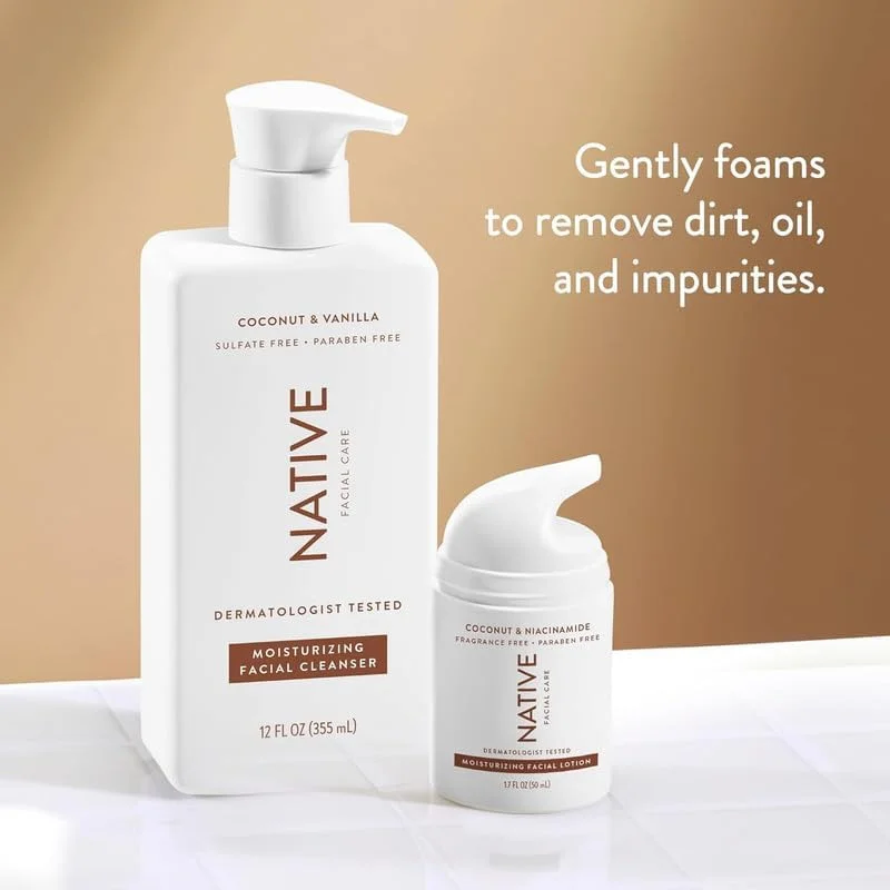شوینده صورت نارگیل و وانیل مرطوب کننده - 355 میلی لیتر (2 عددی)، پاک کننده روزانه صورت برای پوست خشک