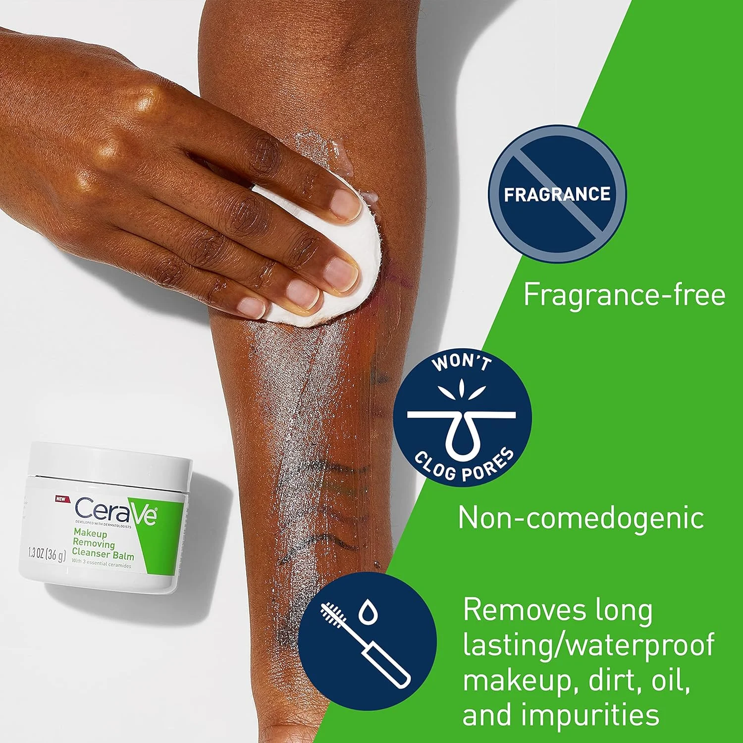 بالم پاک کننده آرایش آبرسان سراوی حاوی سرامیدها و روغن جوجوبای گیاهی برای صورت، پاک کننده آرایش غیر چرب مناسب پوست حساس، 37 گرم