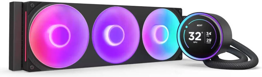 خنک کننده مایع پردازنده NZXT Kraken Elite 360 RGB (2024) AIO، رادیاتور 360 میلی‌متری، نمایشگر 2.72 اینچی IPS 60 هرتز LCD، فن F360 RGB Core، جریان هوای 75.12 CFM، سرعت فن 2400 دور در دقیقه، یاتاقان دینامیک سیال، مشکی | RL-KR36E-B2