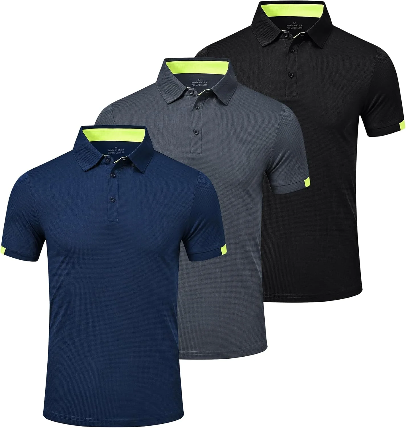 تی شرت های پولو مردانه آستین کوتاه، تی شرت های پولو گلف سبک وزن و زود خشک شونده ورزشی مردانه، بسته 3 عددی