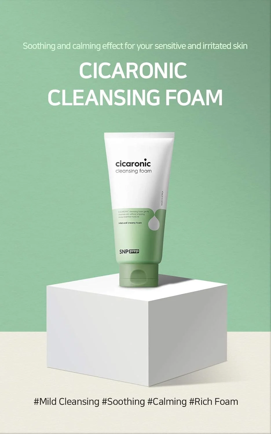 فوم پاک کننده صورت SNP مدل Shining Nature Purity، پاک کننده ملایم آلودگی ها و کاهش دهنده التهاب، مناسب پوست های حساس، 180 میلی لیتر، بهترین هدیه برای مادر، دوست دختر، همسر و بانوان، سری PREP Cicaronic