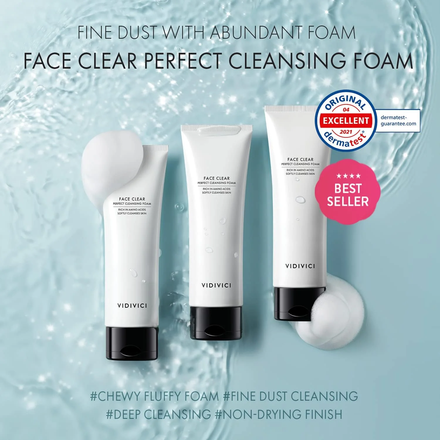 فوم پاک کننده صورت VIDIVICI – شوینده ملایم صورت با اسید هیالورونیک و روغن دانه مورینگا – پاک کننده فوم آبرسان – فوم نرم و کرکی 120 میلی لیتر