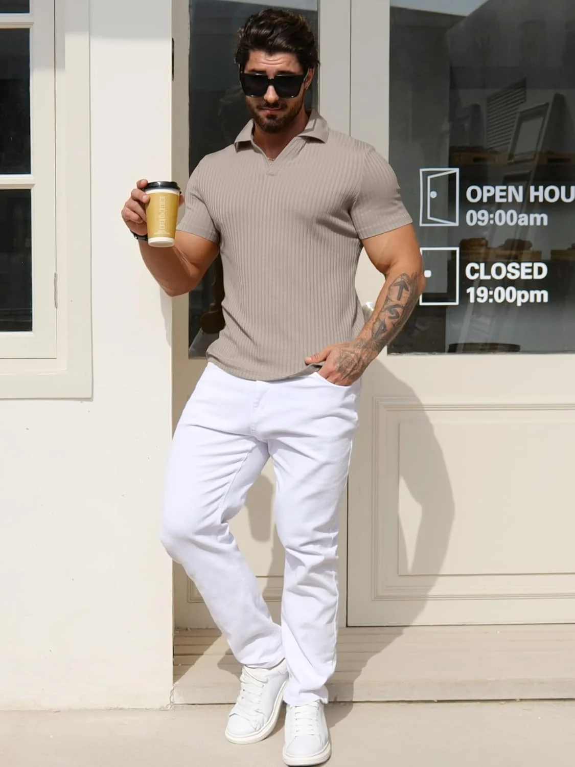 تی‌شرت پولو مردانه YTD، یقه هفت، آستین کوتاه، بافتنی نرم و کشی