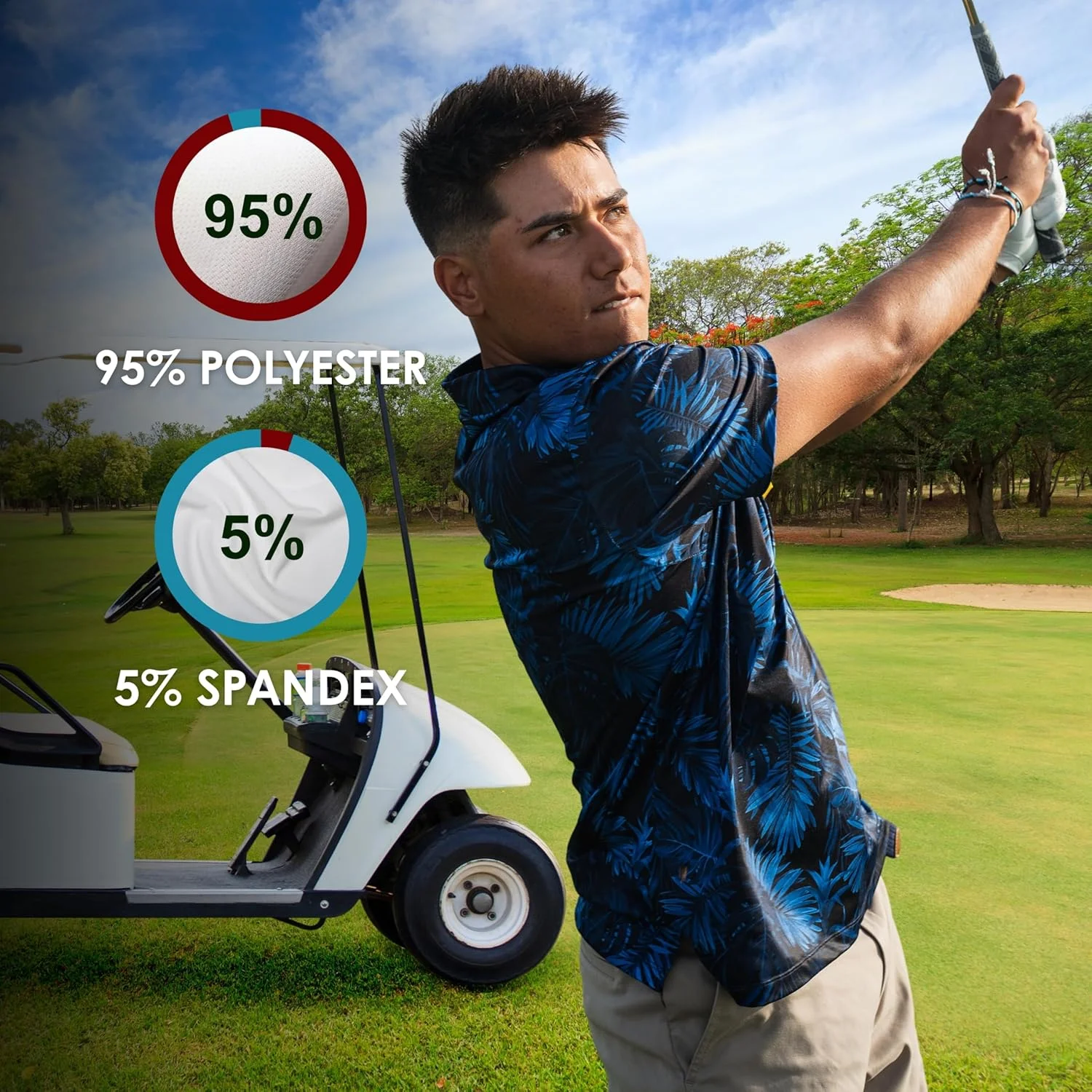 YATTA GOLF - پیراهن گلف مردانه آستین کوتاه با قابلیت جذب رطوبت و خشک شدن سریع - پیراهن های چوگان مردانه غیر رسمی با عملکرد برجسته