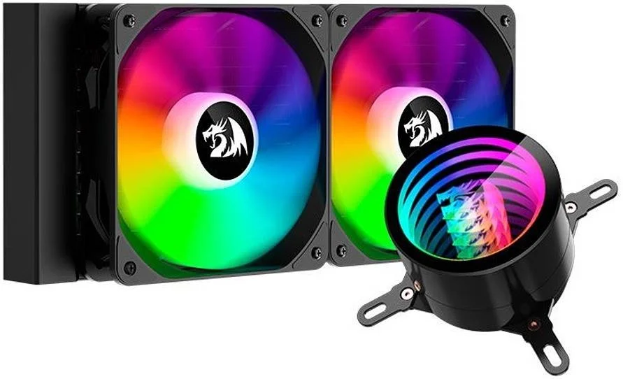 خنک کننده مایع پردازنده Redragon CCW-3011 aRGB، رادیاتور 240 میلی‌متری، 2 عدد فن 120 میلی‌متری با کنترل PWM، هیت سینک آلومینیومی، لوله حرارتی مسی، جریان هوای 73.60CFM، سرعت فن 1800RPM، مشکی | CCW-3011