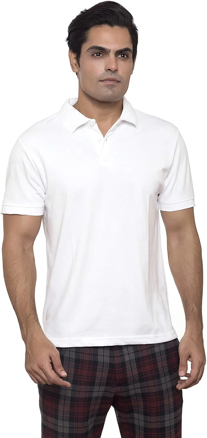 پولوشرت مردانه نخی سفید یقه پیراهن