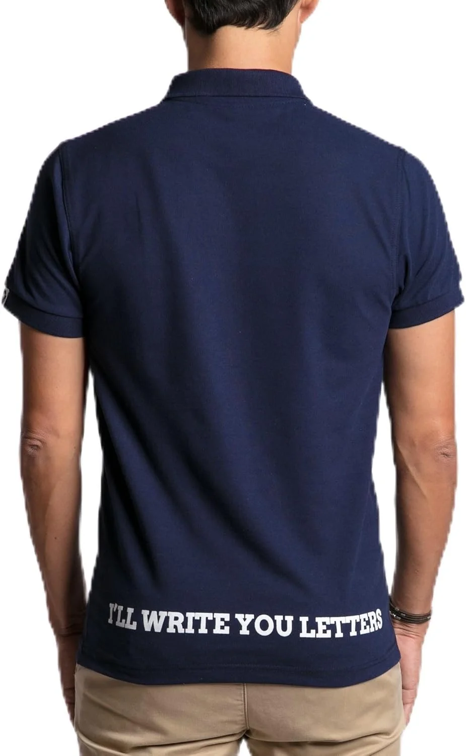 پولوشرت سرمه ای یقه دار، ترکیب پنبه، لوگوی سفید گلدوزی شده، 220 GSM