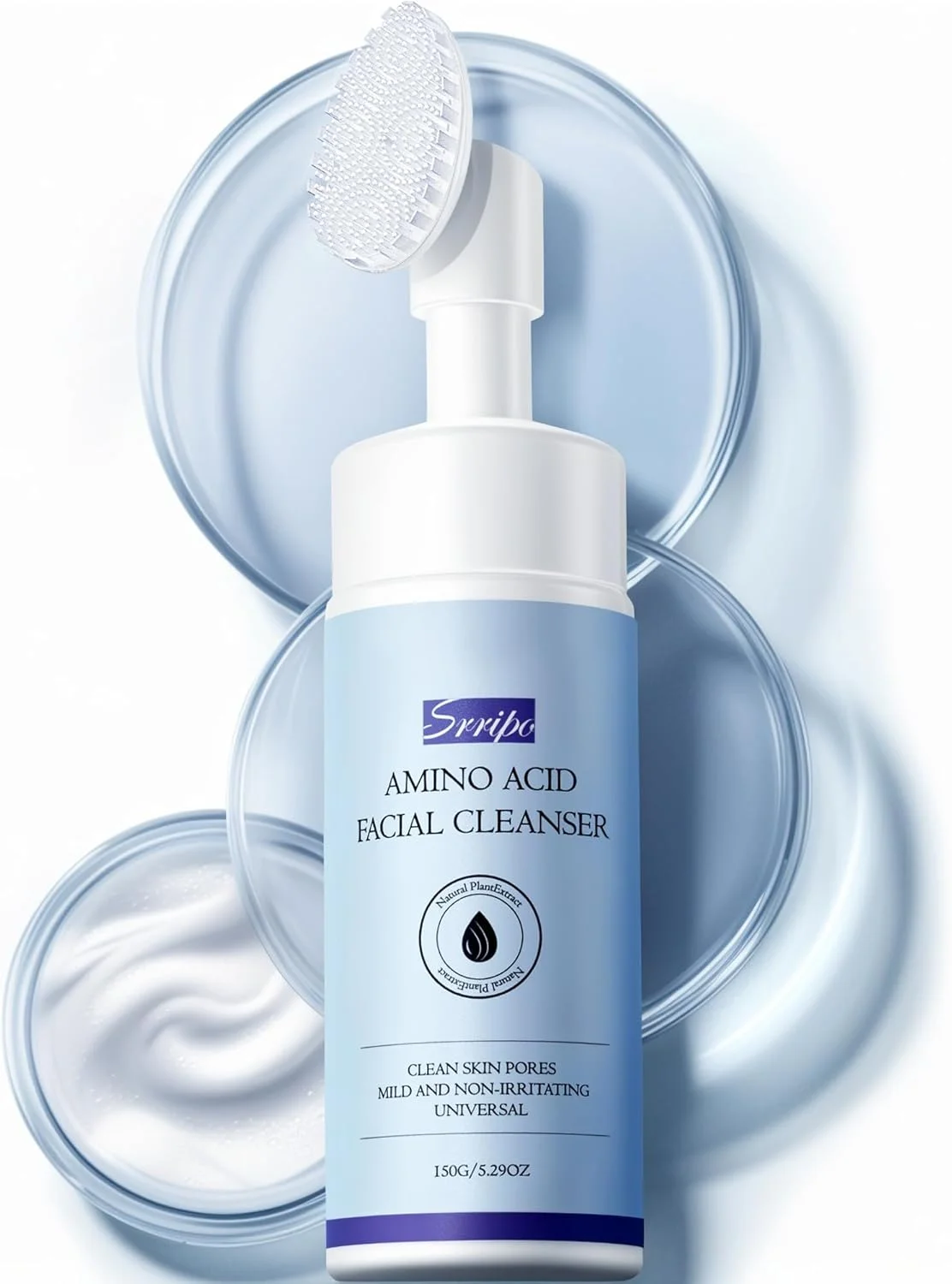 فوم شستشوی صورت بسیار ملایم، پاک کننده عمیق صورت با برس، مرطوب کننده و غیر تحریک کننده برای پوست های حساس، خشک و انواع پوست، کنترل کننده چربی و پاک کننده منافذ پوست برای طراوت (آبی) فوم شستشوی صورت بسیار ملایم، پاک کننده عمیق صورت با برس، مرطوب کننده و غیر تحریک کننده برای پوست های حساس، خشک و انواع پوست، کنترل کننده چربی و پاک کننده منافذ پوست برای طراوت (آبی)