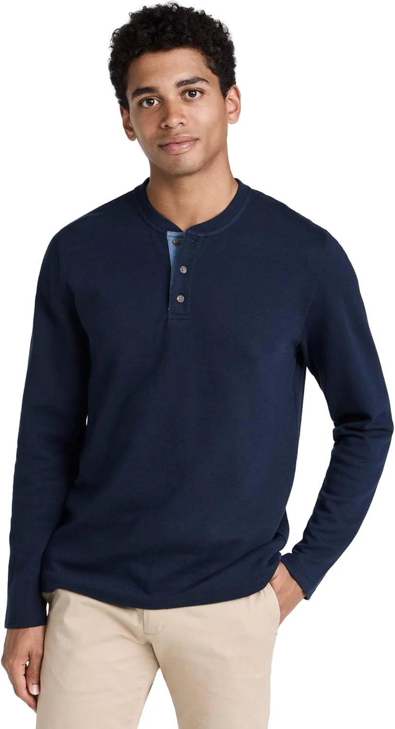 تی شرت آستین بلند مردانه یقه Henley بافتنی دوبل Vince