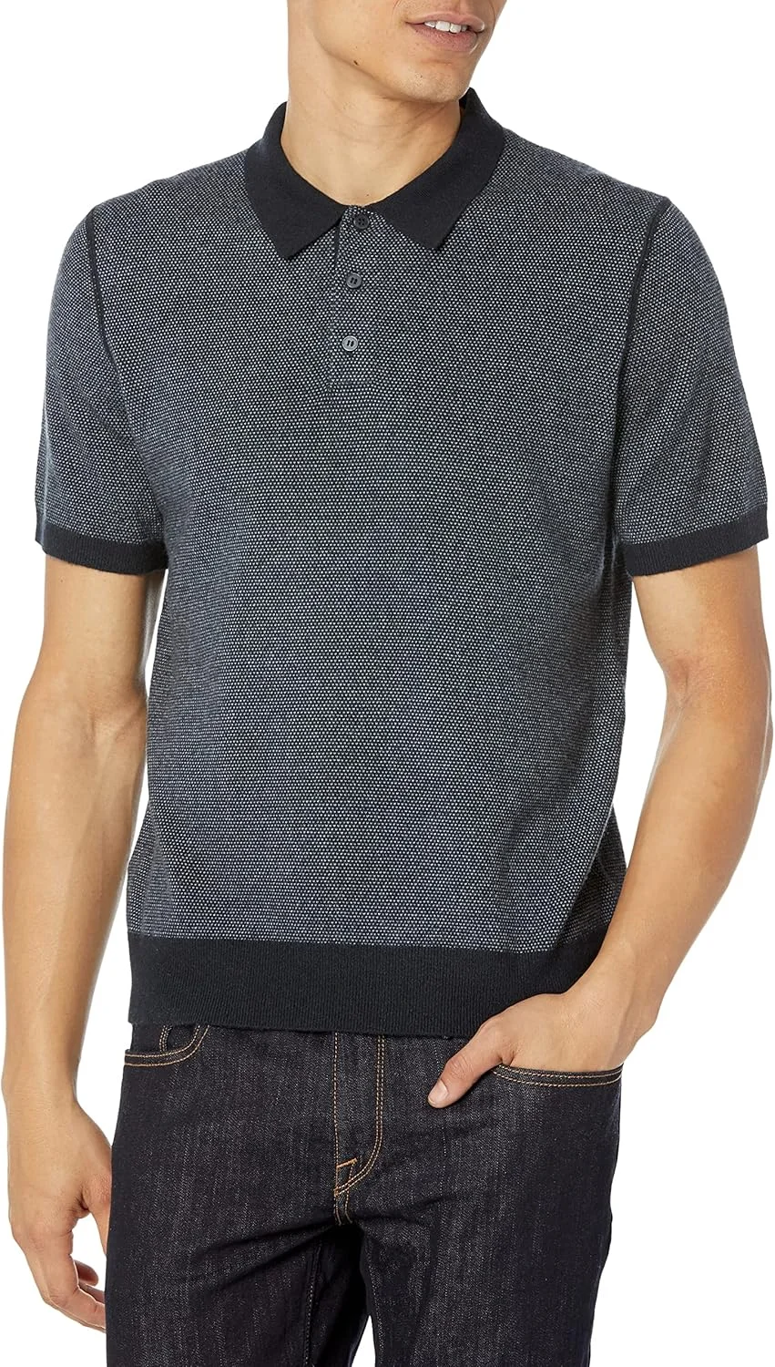 پولوشرت آستین کوتاه مردانه وینس طرح چشم پرنده