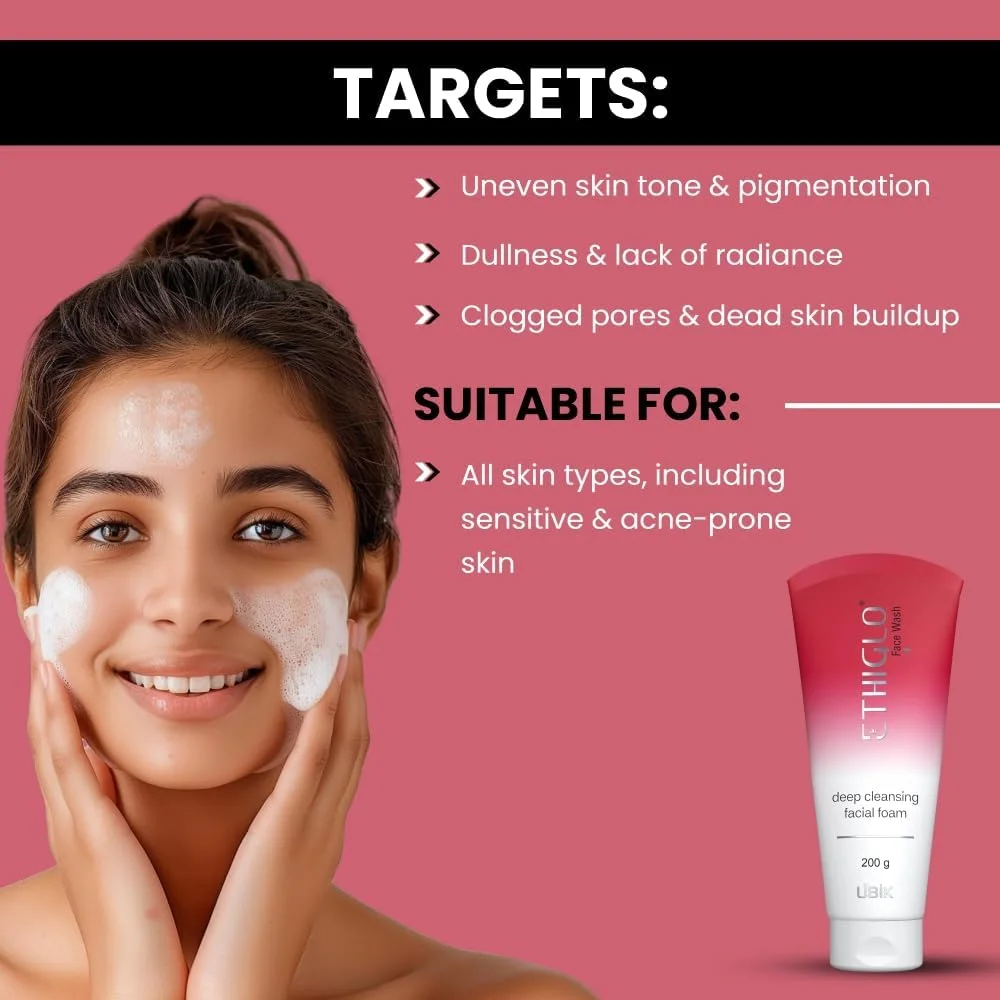 فوم شستشوی صورت پاک کننده عمقی اتی گلو برای پوست سالم، نرم و لطیف | از بین برنده آلودگی، ناخالصی ها و چربی اضافی | مناسب برای انواع پوست | بسته 3 عددی (200 میلی لیتر)