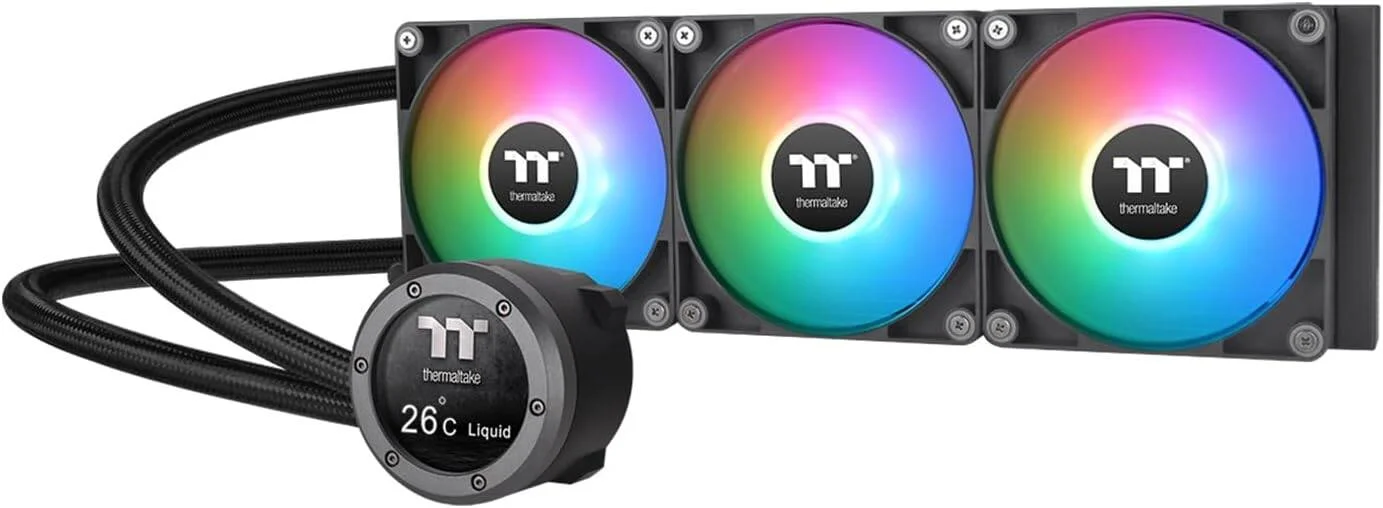 خنک کننده مایع همه کاره Thermaltake TH360 V2 Ultra ARGB Sync / فن ARGB 120 * 3 PWM با سرعت چرخش تا 1500 دور در دقیقه / واتر بلاک LCD 2.1 اینچی / مشکی | CL-W384-PL12SW-A