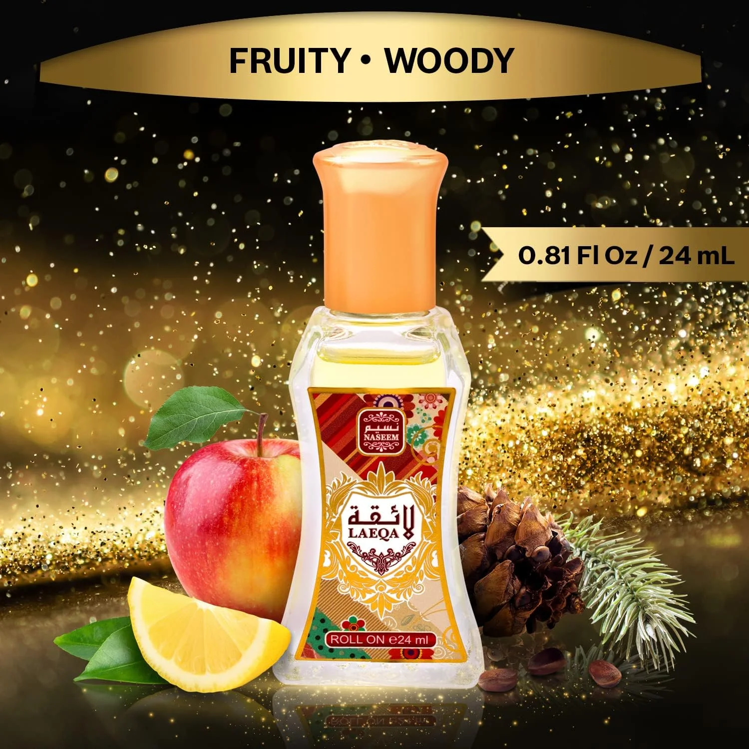 عطر روغنی رولی بدون الکل نَسیم لائقه با ترکیبی از گل رز، یاس، میوه ای، مشک، با ماندگاری طولانی، عطر روغنی عربی زنانه 24 میلی لیتر