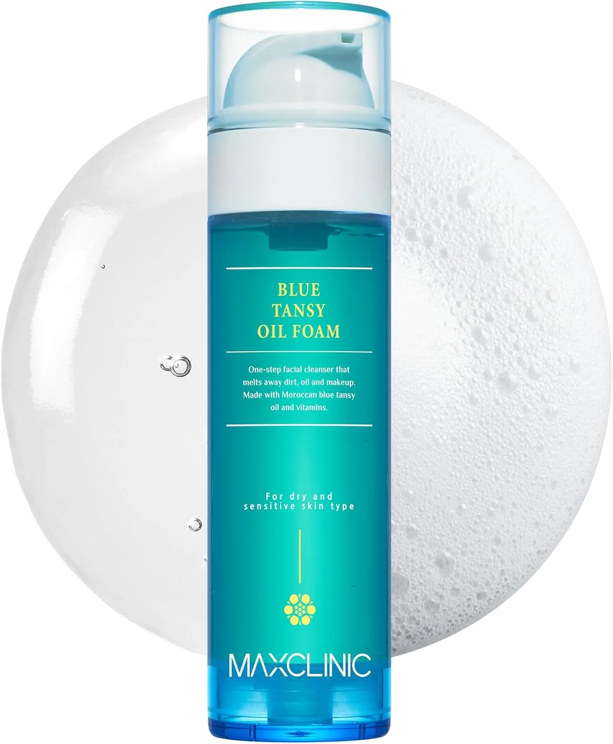 MAXCLINIC [محصولات زیبایی کره‌ای] روغن پاک کننده صورت Blue Tansy تبدیل شونده به فوم | شوینده روزانه صورت روغنی تبدیل شونده به فوم | پاک کننده فوم روغنی صورت کره‌ای | پاک کننده آبرسان صورت برای پوست خشک و حساس (115 میلی لیتر)