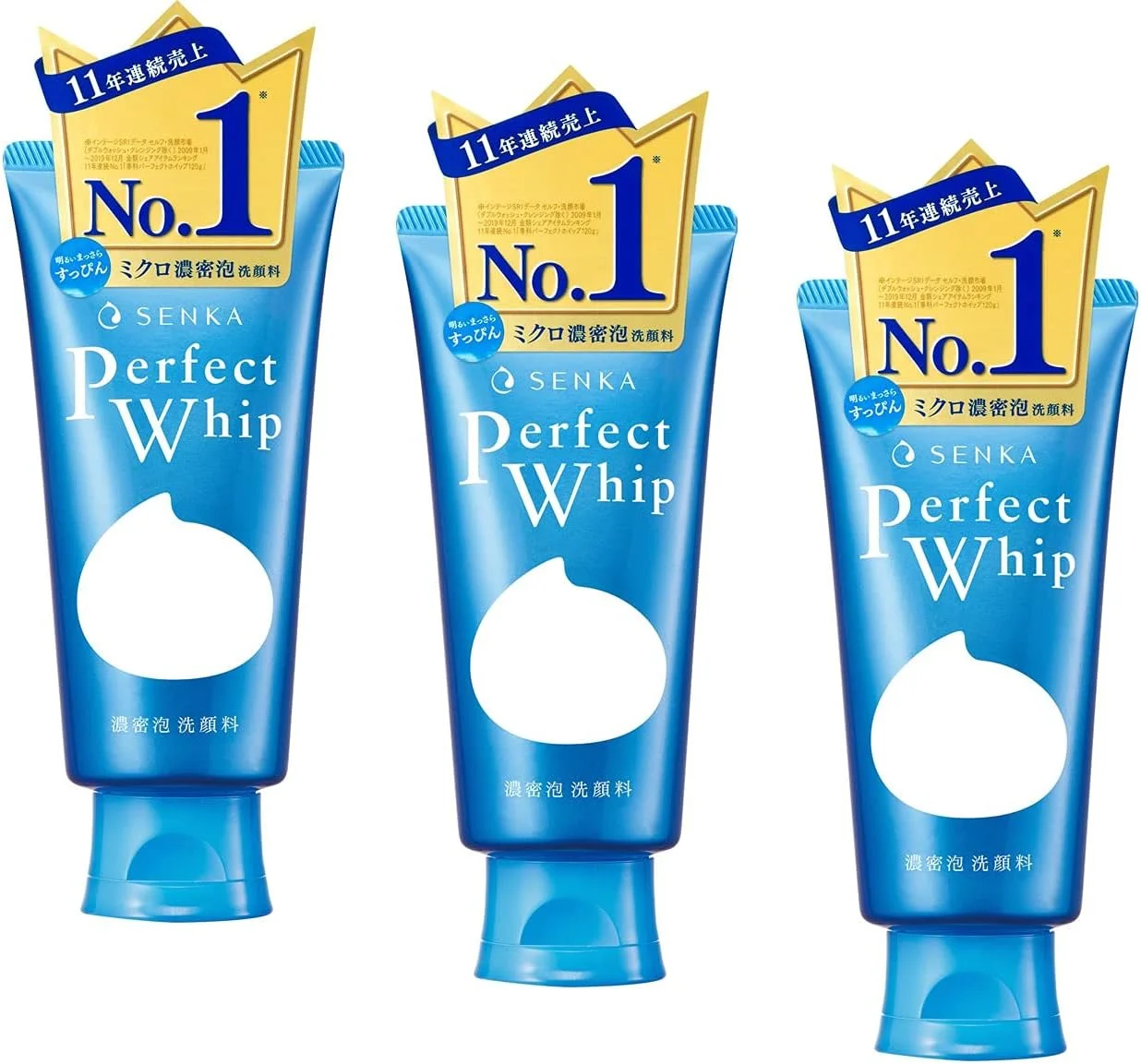 فوم شستشوی صورت سنکا پرفکت ویپ 120 گرمی، آبرسان، غنی شده با ابریشم و هیالورونیک اسید، ساخت ژاپن، بسته 3 عددی