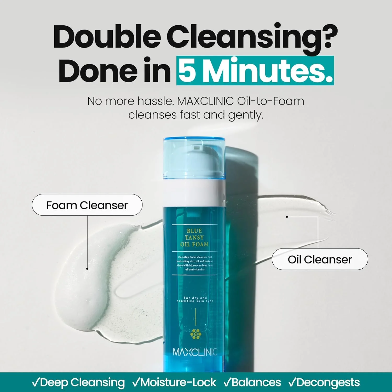 MAXCLINIC [محصولات زیبایی کره‌ای] روغن پاک کننده صورت Blue Tansy تبدیل شونده به فوم | شوینده روزانه صورت روغنی تبدیل شونده به فوم | پاک کننده فوم روغنی صورت کره‌ای | پاک کننده آبرسان صورت برای پوست خشک و حساس (115 میلی لیتر)