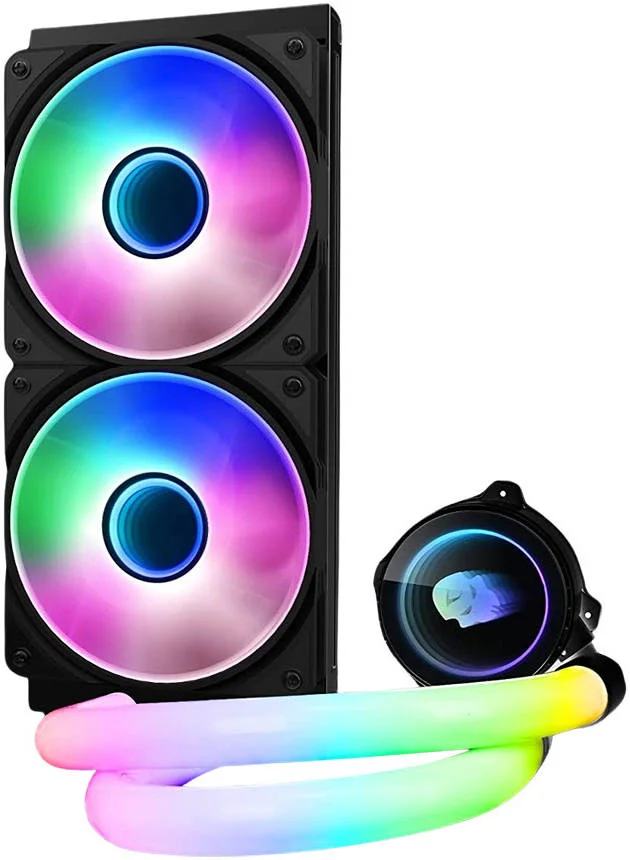 خنک کننده پردازنده RGB مدل WJCoolMan Neon Mirror Cooler، رادیاتور 280 میلی متری، 2 عدد فن خنک کننده، حداکثر سرعت 2000 دور در دقیقه، پایه مسی خالص، پمپ آب با راندمان بالا، مشکی | WJ-NEONMIRROR-B