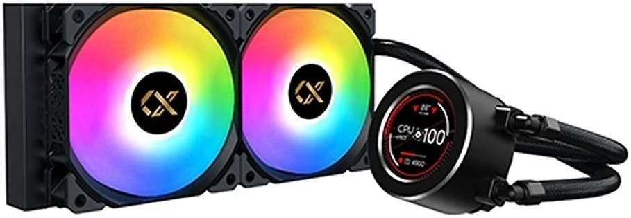 خنک کننده مایع پردازنده Xigmatek Frozr-O II 240 AIO، دارای پمپ با صفحه نمایش LCD دیجیتال 2.4 اینچی، سرعت پمپ 2500 دور در دقیقه، بلبرینگ سرامیکی، سرعت فن 1800 دور در دقیقه، جریان هوای 82.2CFM، نویز فن 25.3dBA، مشکی | EN40429