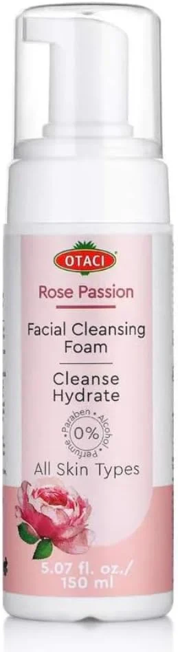 فوم شستشوی صورت گل رز اوتاچی | پاک کننده صورت | فوم مراقبت از پوست با روغن طبیعی گل رز، گلاب و عصاره آلوئه ورا