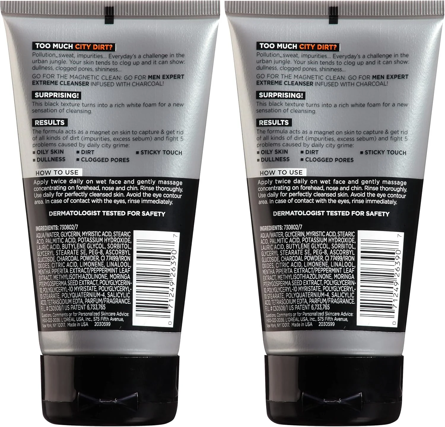 ژل شستشوی صورت روزانه مردانه لورال پاریس مدل Hydra Energetic حاوی زغال، 2 عدد