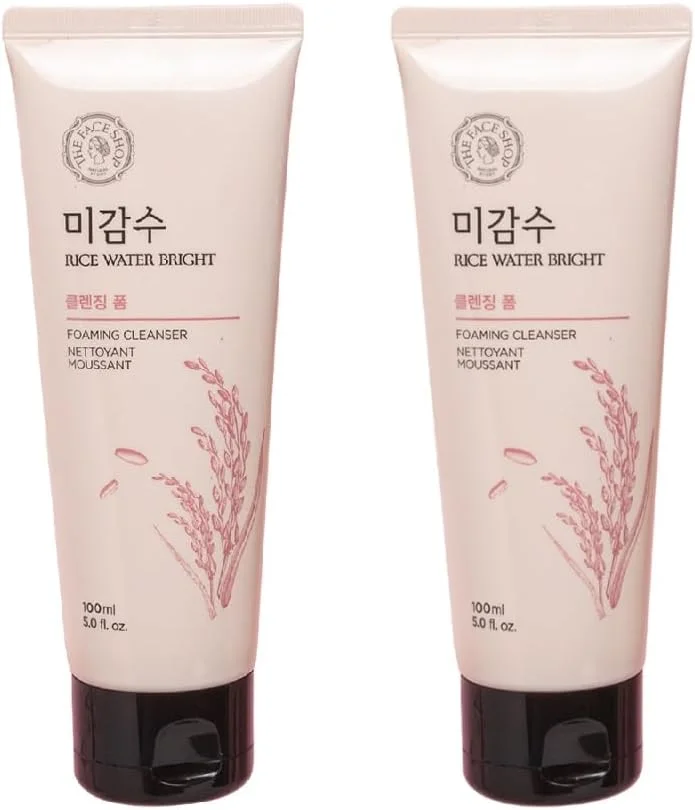 فوم شستشوی صورت برنج The Face Shop مدل Bright Cleansing حجم 100 میلی لیتر (بسته 2 عددی) | شستشوی صورت برای پوست درخشان، مراقبت از پوست کره ای، مناسب برای انواع پوست