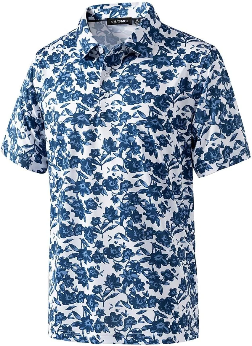 پولوشرت های مردانه گلف با آستین کوتاه و طرح چاپی، با قابلیت خشک شدن سریع و جذب رطوبت