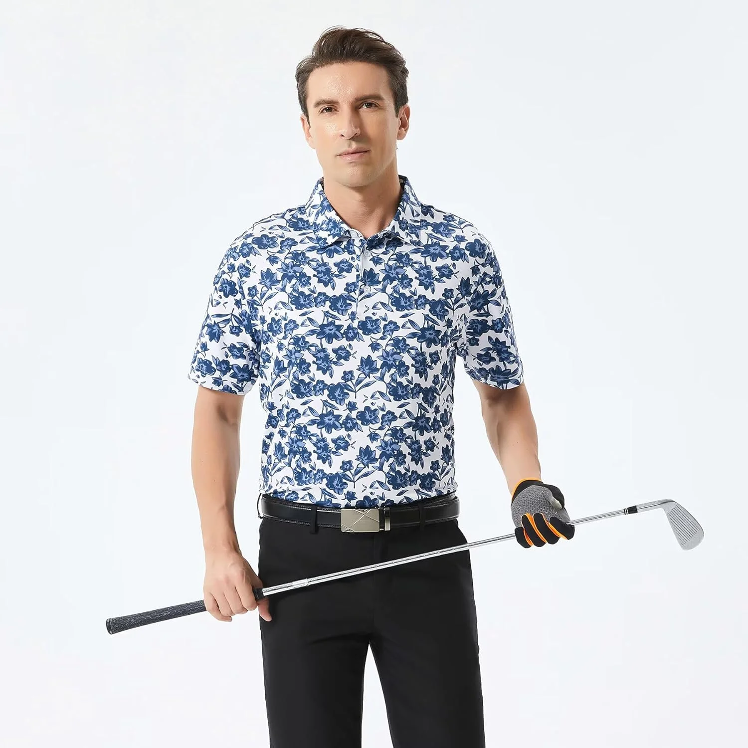 پولوشرت های مردانه گلف با آستین کوتاه و طرح چاپی، با قابلیت خشک شدن سریع و جذب رطوبت