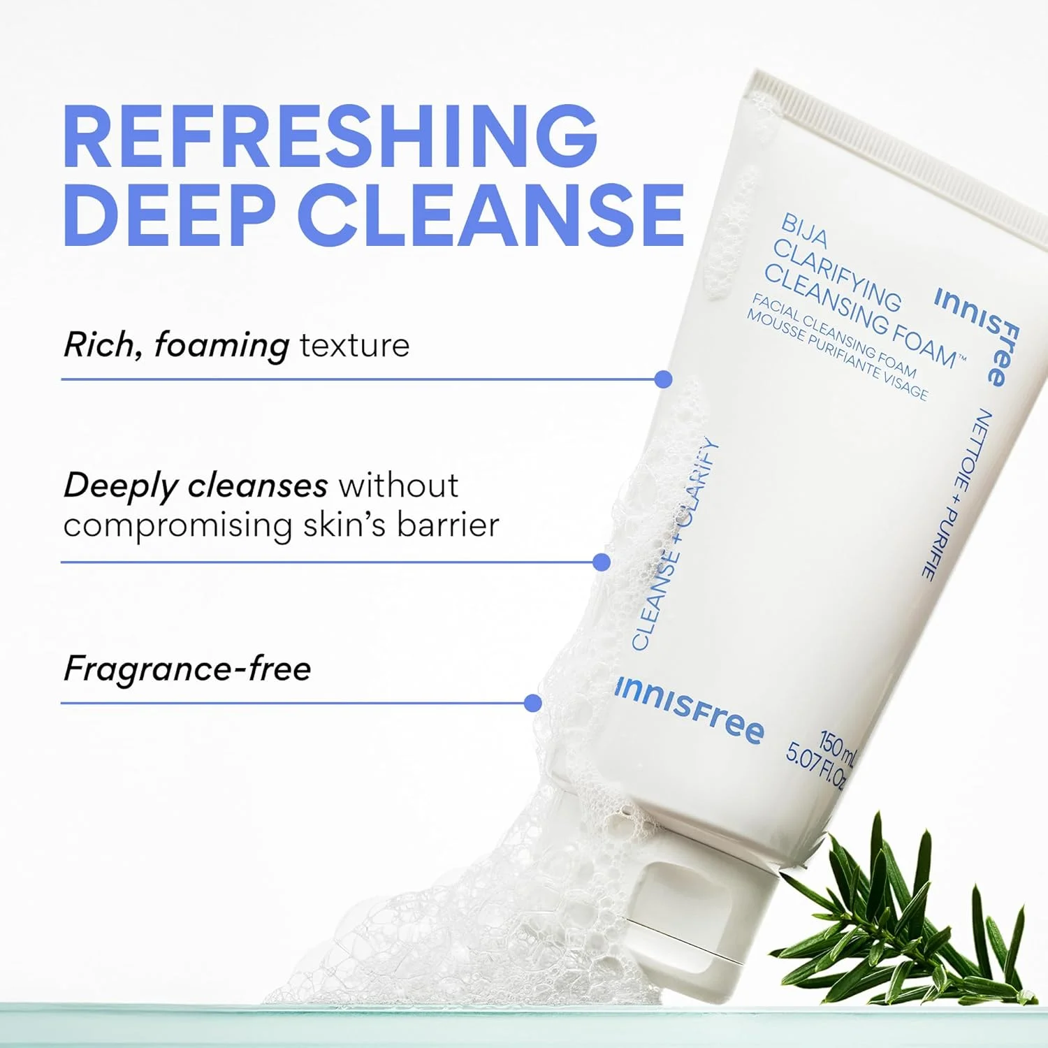 فوم پاک کننده صورت اینیسفری حاوی روغن دانه بیجا