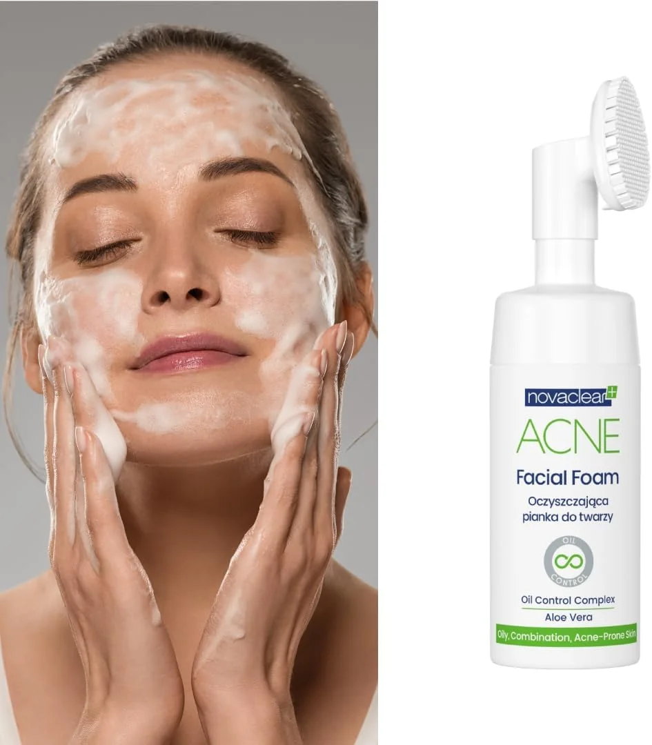 فوم شستشوی صورت نوواکلیر آکنه – شستشوی صورت با روغن درخت چای، آلوئه ورا و کمپلکس کنترل چربی برای پوست های چرب و مستعد آکنه 100 میلی لیتر