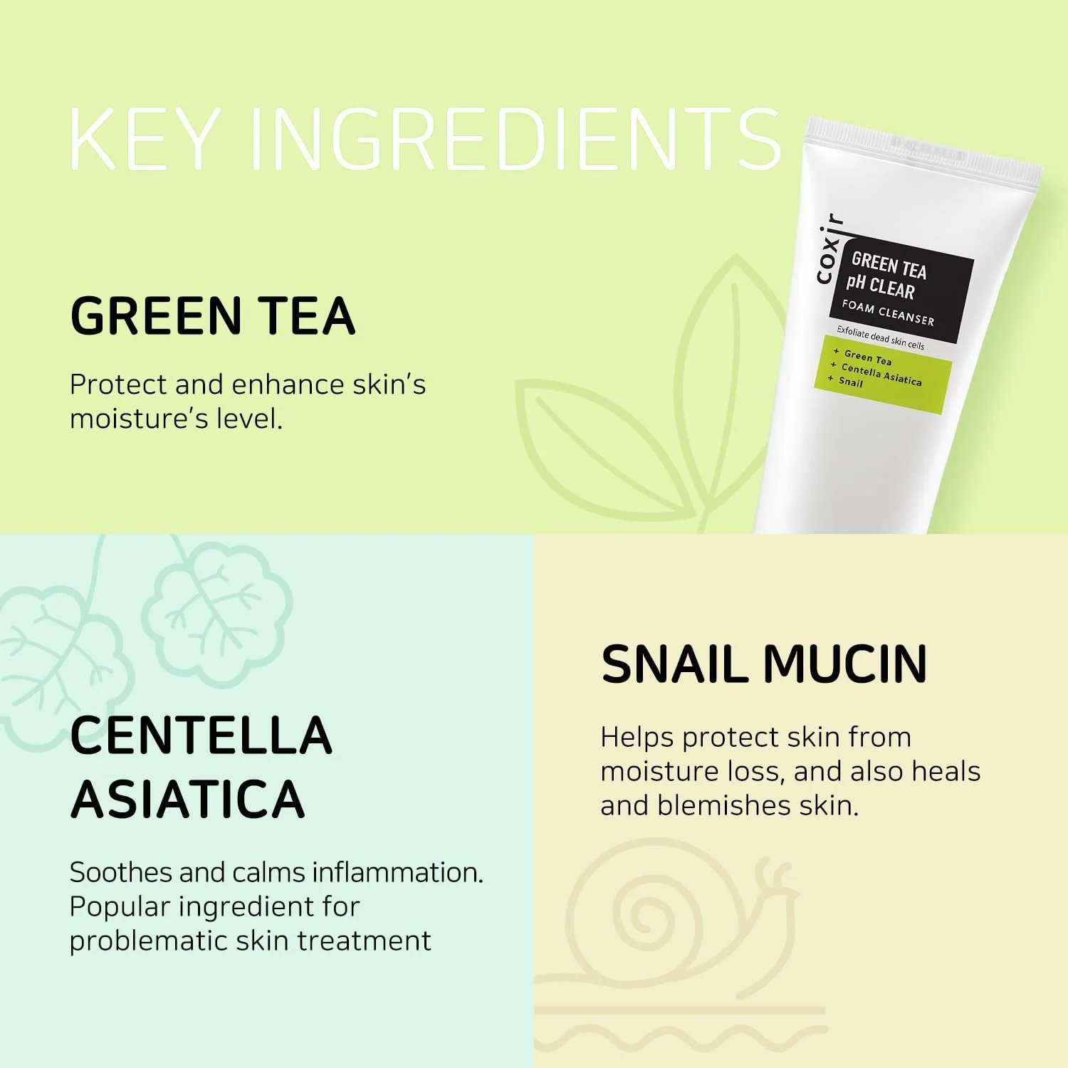 فوم پاک کننده صورت چای سبز کاکسیر، 150 میلی لیتر | فرمولاسیون با pH پایین، لایه برداری ملایم | پاک کننده عمیق منافذ و از بین برنده سلول های مرده پوست