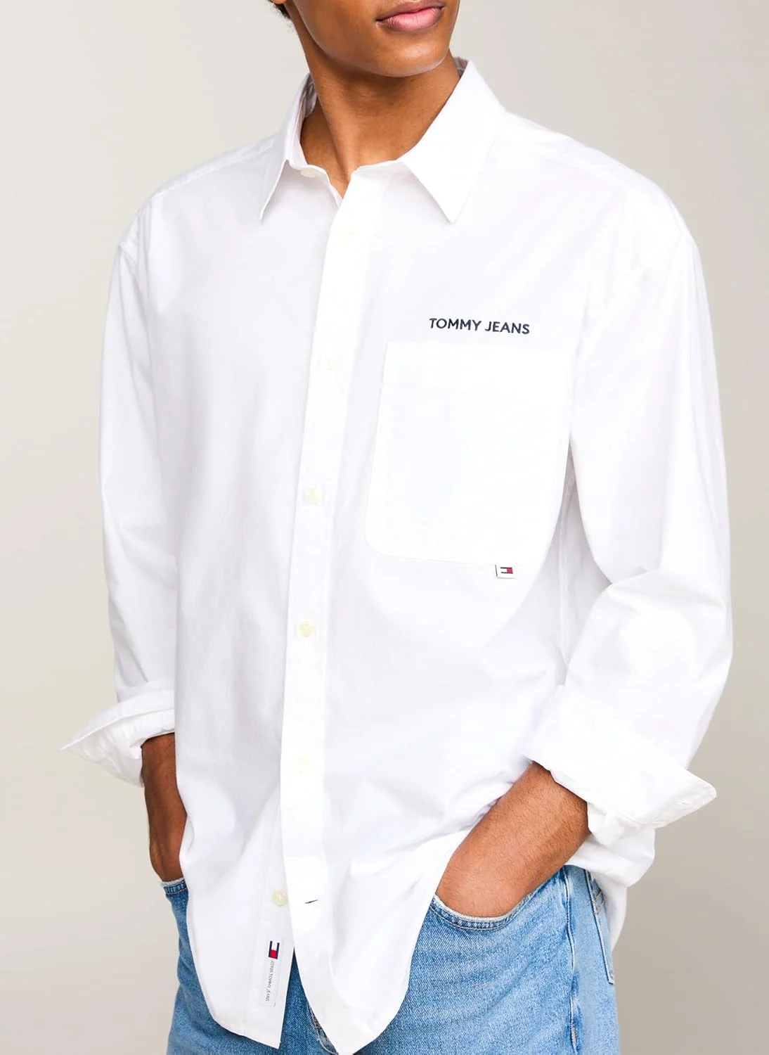 پیراهن مردانه تامی جینز مدل TJM SOLID CLASSICS S سفید سایز L