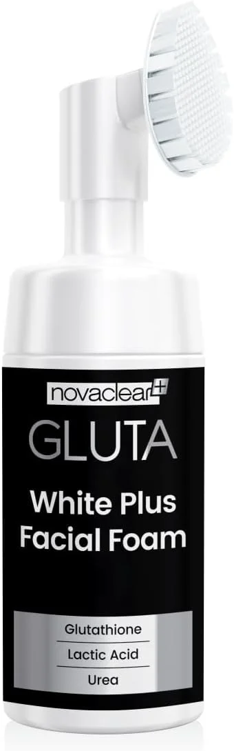 فوم شستشوی صورت نوواکلیر Gluta White Plus – روشن کننده پوست با گلوتاتیون، لاکتیک اسید، اوره و آلانتوئین – برس سیلیکونی برای پاکسازی عمیق، لایه برداری و اصلاح رنگ پوست – 100 میلی لیتر