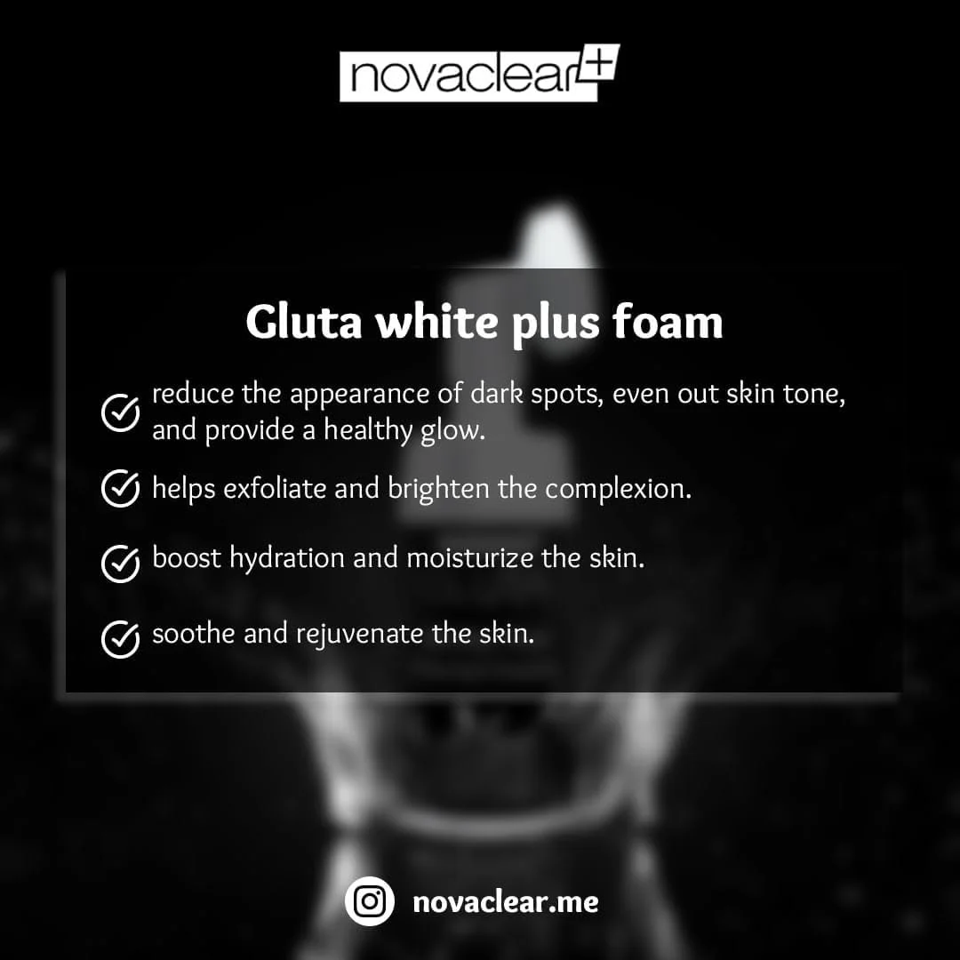 فوم شستشوی صورت نوواکلیر Gluta White Plus – روشن کننده پوست با گلوتاتیون، لاکتیک اسید، اوره و آلانتوئین – برس سیلیکونی برای پاکسازی عمیق، لایه برداری و اصلاح رنگ پوست – 100 میلی لیتر