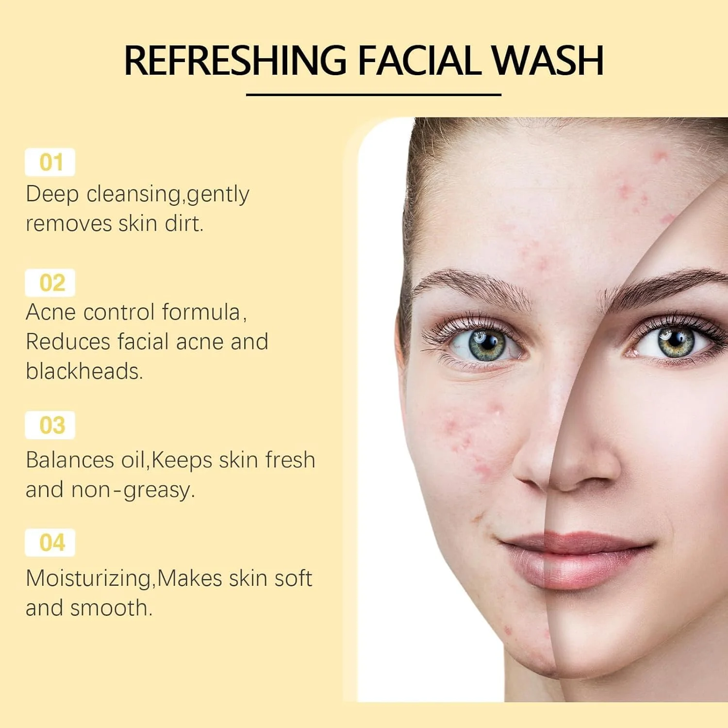 فوم پاک کننده صورت با عصاره عسل و آمینو اسیدها، فوم پاک کننده ملایم، برای پاکسازی عمیق، محافظت و ترمیم پوست، فوم پاک کننده ملایم عسل، 100 میلی لیتر