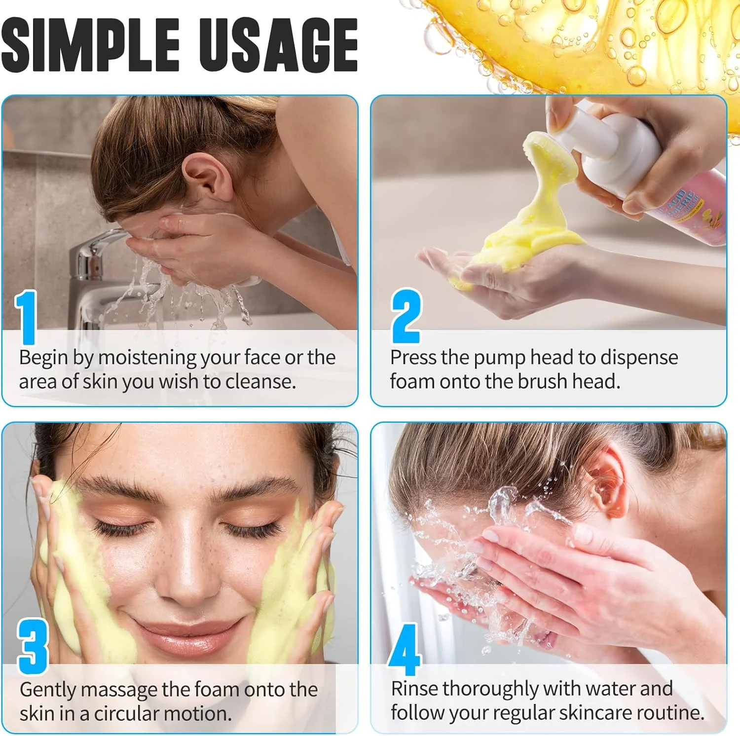 موس پاک کننده صورت حاوی کوجیک اسید و زردچوبه آلیور، فوم پاک کننده ملایم صورت با زردچوبه تسکین دهنده، شوینده ملایم صورت برای پوست های مستعد آکنه