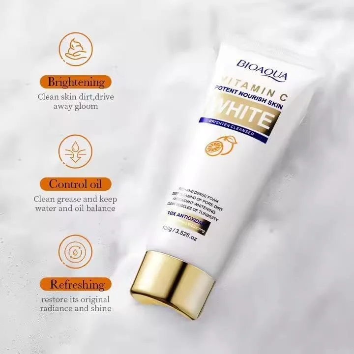 فوم شستشوی صورت ویتامین C روشن کننده و پاک کننده عمیق پوست بایوآکوا، 100 گرم - فرمول روشن کننده پوست آنتی اکسیدانی فوم شستشوی صورت ویتامین C روشن کننده و پاک کننده عمیق پوست بایوآکوا، 100 گرم - فرمول روشن کننده پوست آنتی اکسیدانی