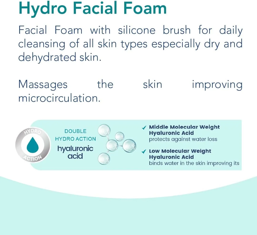 فوم شستشوی صورت نوواکلیر هیدرو – شستشوی آبرسان صورت با اسید هیالورونیک، عصاره برنج و آلانتوئین – برس سیلیکونی برای پاکسازی عمیق، لایه برداری و میکروسیرکولاسیون – مناسب پوست های خشک و کم آب 100 میلی لیتر فوم شستشوی صورت نوواکلیر هیدرو – شستشوی آبرسان صورت با اسید هیالورونیک، عصاره برنج و آلانتوئین – برس سیلیکونی برای پاکسازی عمیق، لایه برداری و میکروسیرکولاسیون – مناسب پوست های خشک و کم آب 100 میلی لیتر