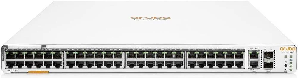 سوئیچ شبکه مدیریتی گیگابیتی 48 پورت PoE++ آروبا Instant On 1960 48G 2XGT با SFP+، ظرفیت سوئیچینگ 176 گیگابیت بر ثانیه، توان 600 وات، نرخ ارسال 131 مگاپیکسل بر ثانیه، 2 پورت 10G RJ45، سفید | JL809A سوئیچ شبکه مدیریتی گیگابیتی 48 پورت PoE++ آروبا Instant On 1960 48G 2XGT با SFP+، ظرفیت سوئیچینگ 176 گیگابیت بر ثانیه، توان 600 وات، نرخ ارسال 131 مگاپیکسل بر ثانیه، 2 پورت 10G RJ45، سفید | JL809A