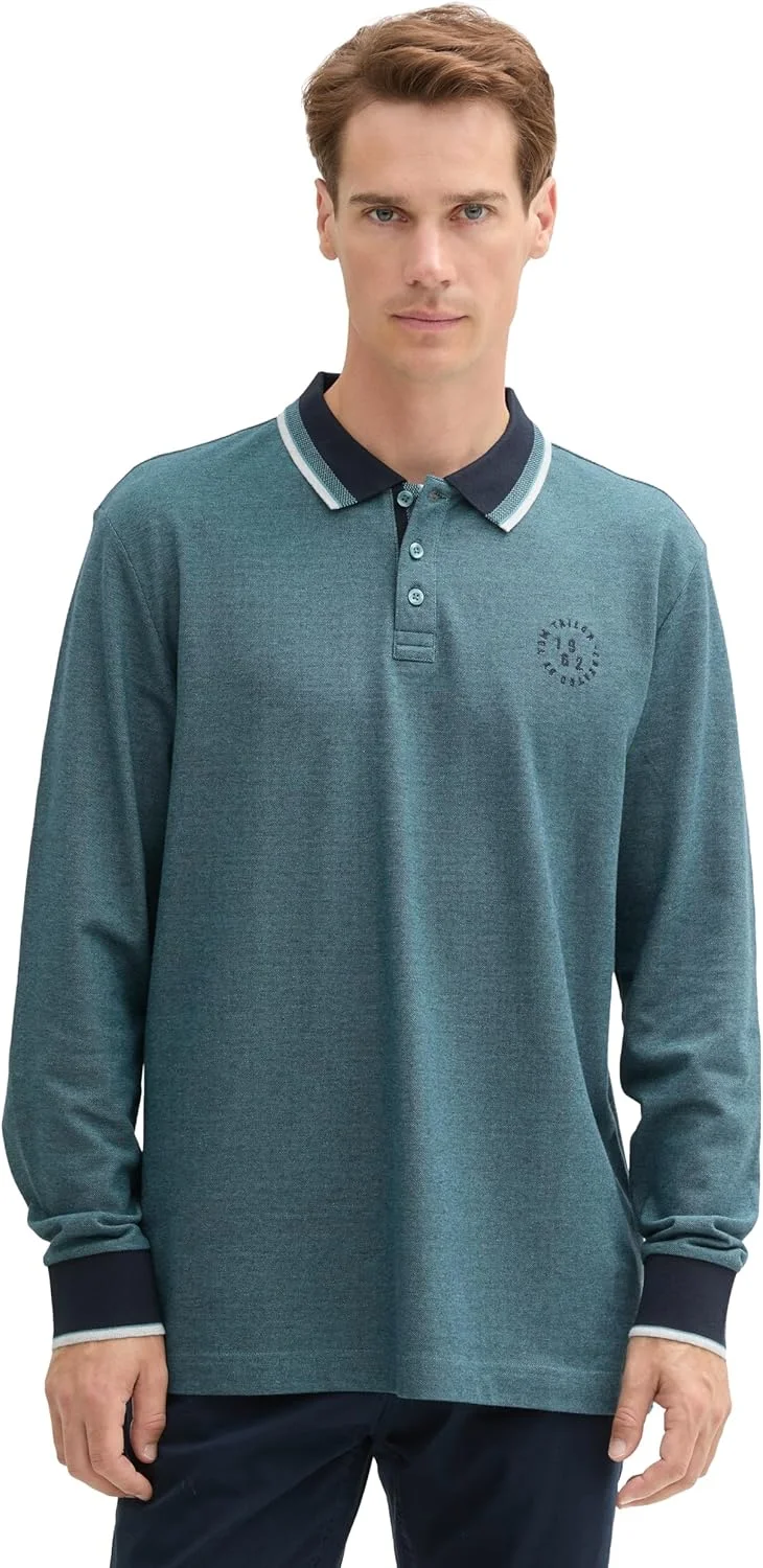 پولوشرت آستین بلند مردانه توم تیلور مدل Basic Piqué
