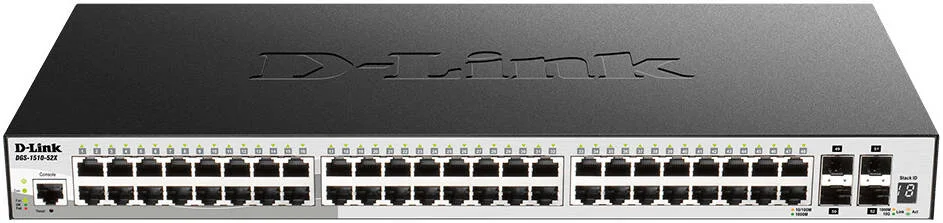 D-Link 52-Port Stackable Gigabit Switch Including 4 x 10GbE SFP+ Ports, PoE+, Layer 3 Routing, IPv6 Support, Advanced Security Features, and Energy-Efficient Technology for SMB Networks | DGS-1510-52X