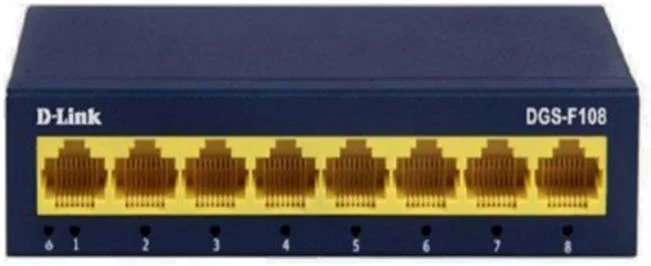 سوئیچ غیر مدیریتی دسکتاپ 8 پورت گیگابیتی دی-لینک، حالت دوطرفه تا 2 گیگابیت بر ثانیه، صرفه جویی در انرژی، نصب آسان، ظرفیت آدرس مک 4K | DGS-F108
