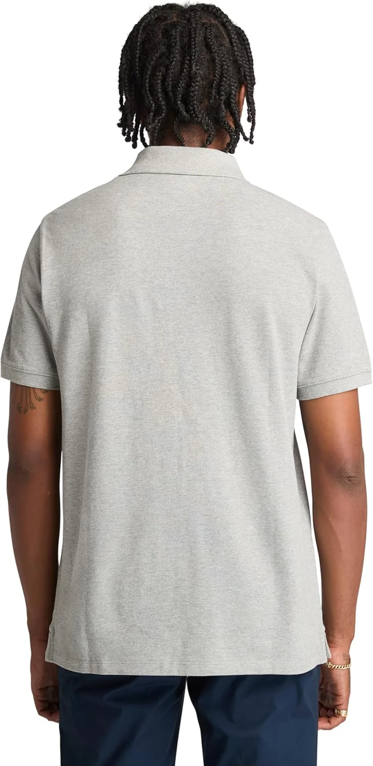 پولوشرت مردانه Timberland OYSTER RIVER TFO با لوگوی روی سینه آستین کوتاه (Regular) خاکستری سایز XL