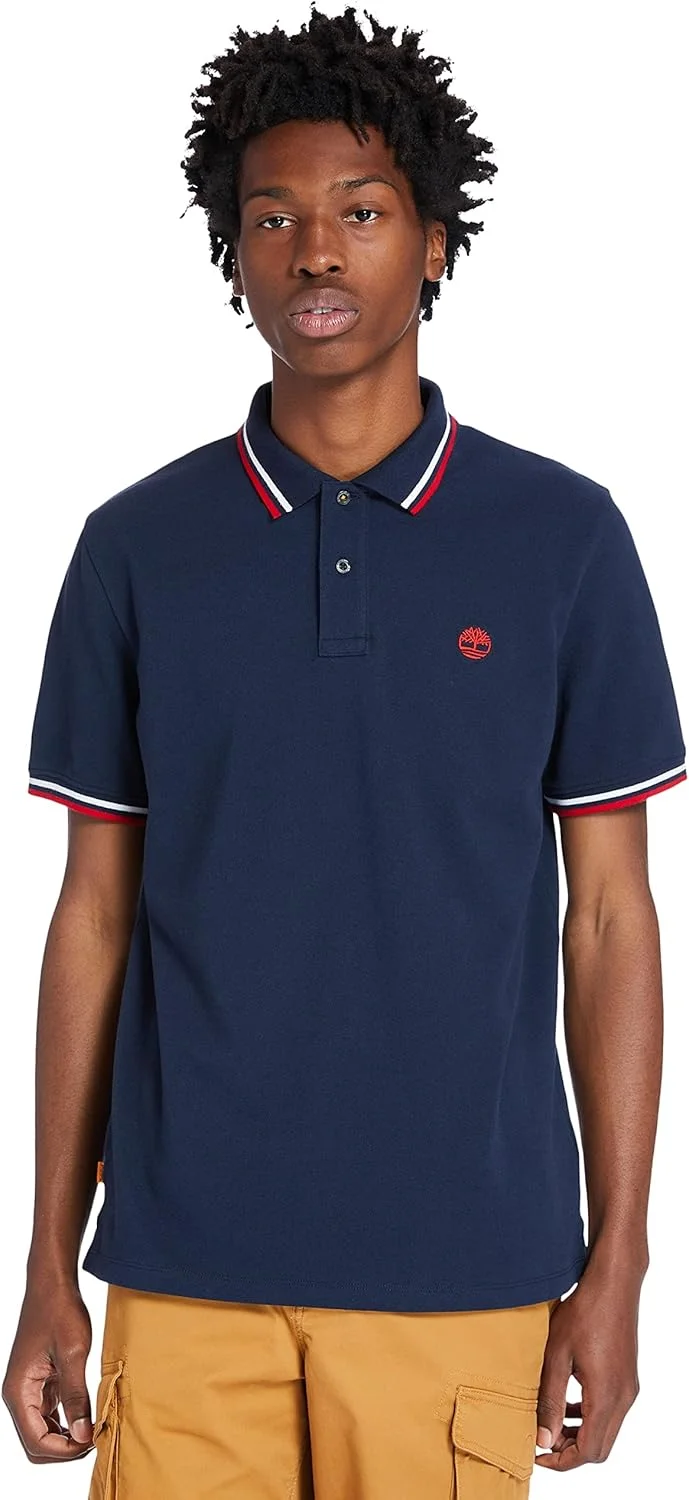 پولوشرت آستین کوتاه مردانه Timberland TFO SS Millers River Elevated Tipped (اسلیم) (بسته 1 عددی)