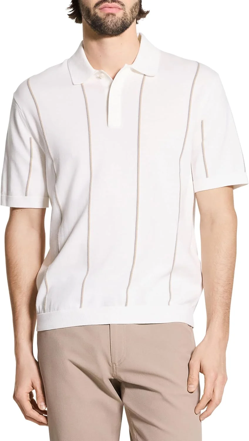 تی شرت پولو آستین کوتاه مردانه تئوری با راه راه V، تهیه شده از پنبه لطیف