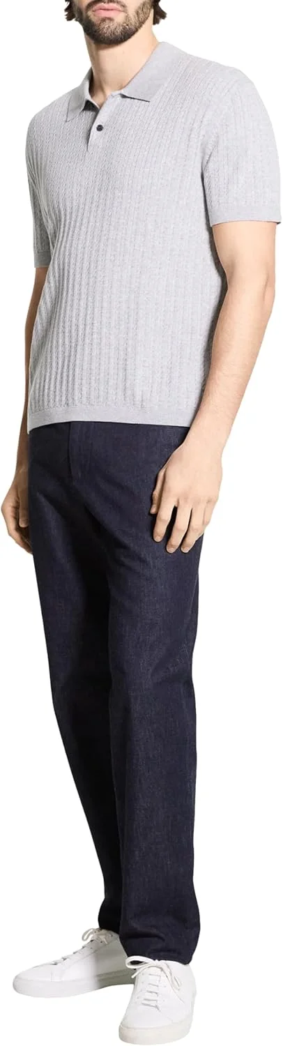 پولوشرت آستین کوتاه مردانه تئوری بافت کابلی، تولید شده با الیاف طبیعی