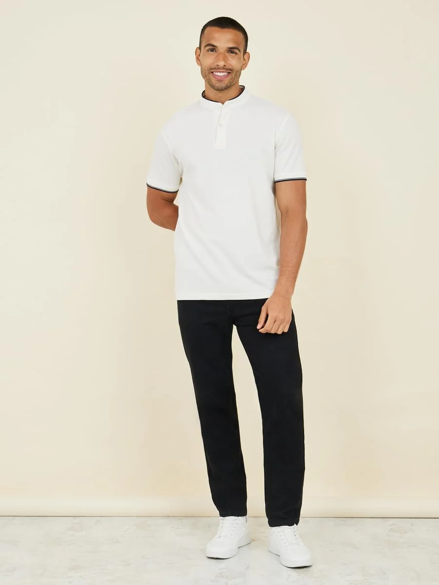 پولوشرت مردانه استایلی با یقه ایستاده و بافت پیکه