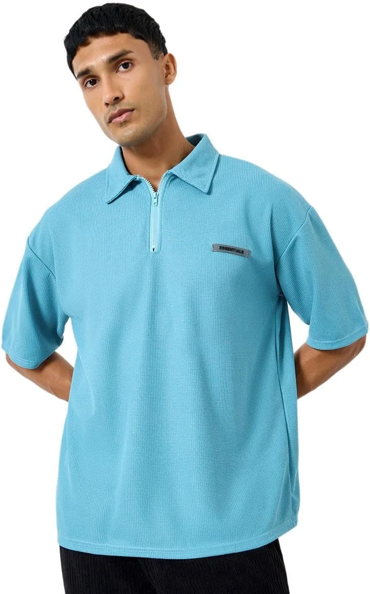 تی شرت پولو مردانه استایلی، آبی ساده و سایز بزرگ