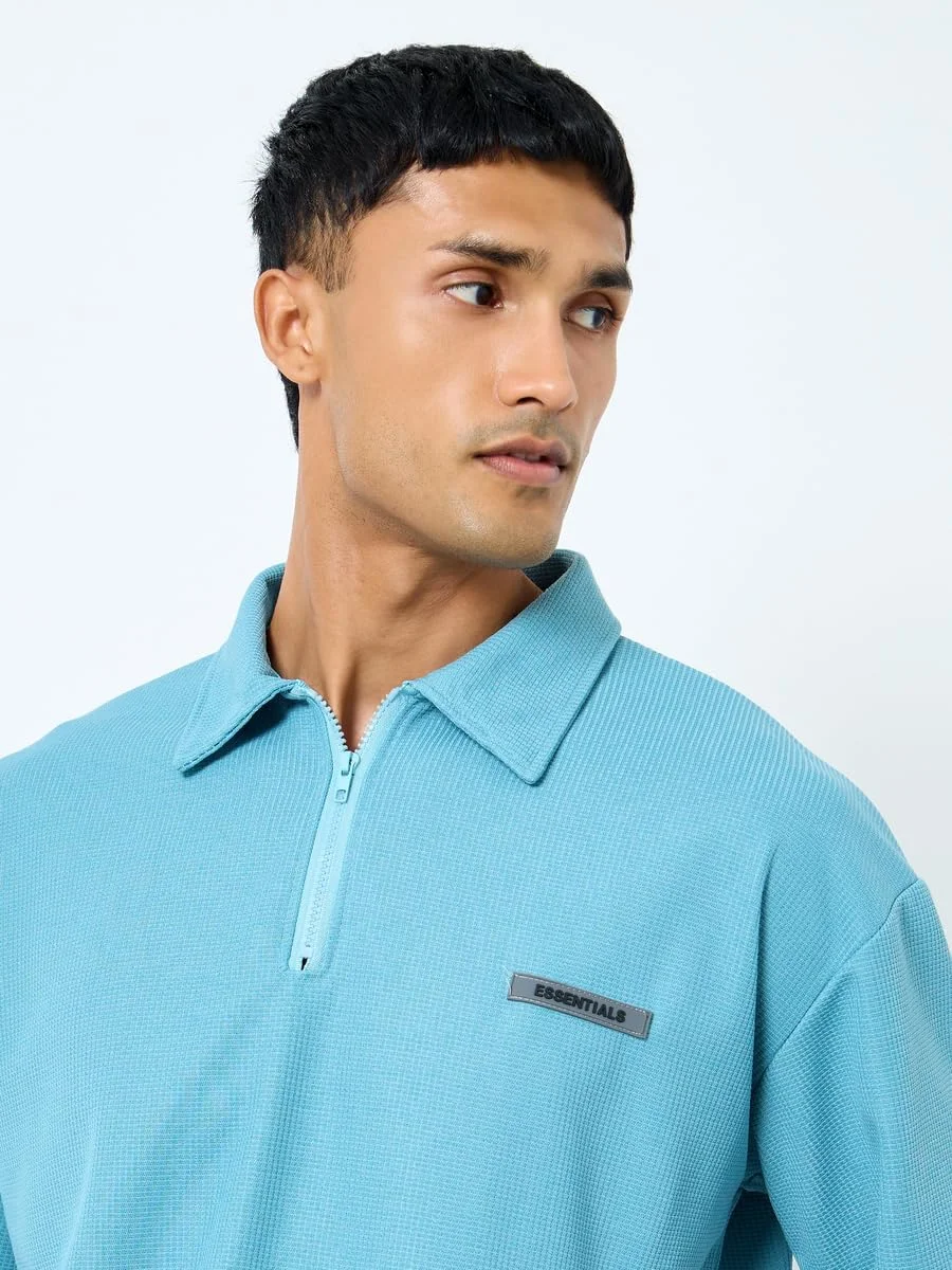 تی شرت پولو مردانه استایلی، آبی ساده و سایز بزرگ