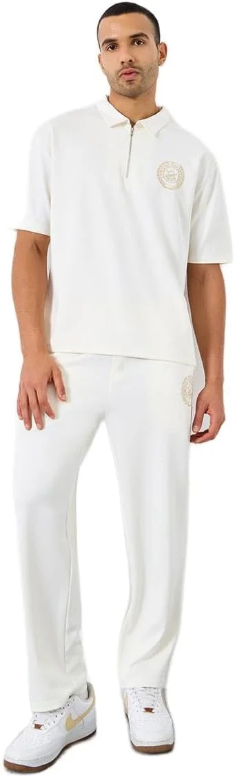 ست تی‌شرت پولو گشاد مردانه استایلی با گلدوزی و شلوار جاگر با فیت آزاد